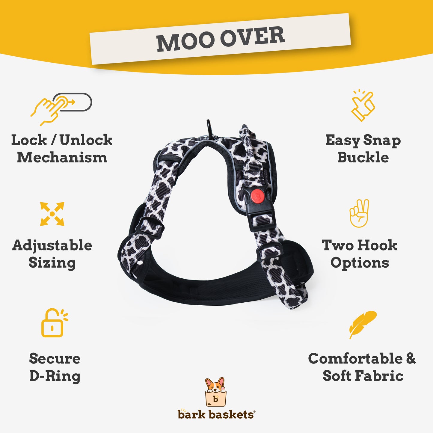 Moo-ve Over Reflective Dog Harness